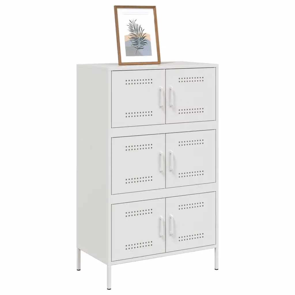 Berkfield Home White Steel Highboard, W/D/H: 68 x 39 x 113 cm – 2