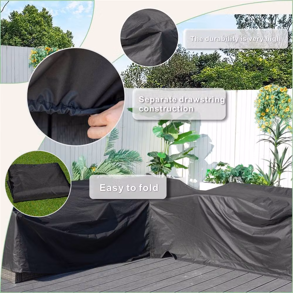 Direct Wicker Waterproof L-shaped Corner Sofa Rain Cover in Black – 3