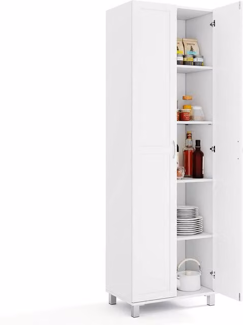 Costway Modern Kitchen Storage Pantry Cabinet in Matt White