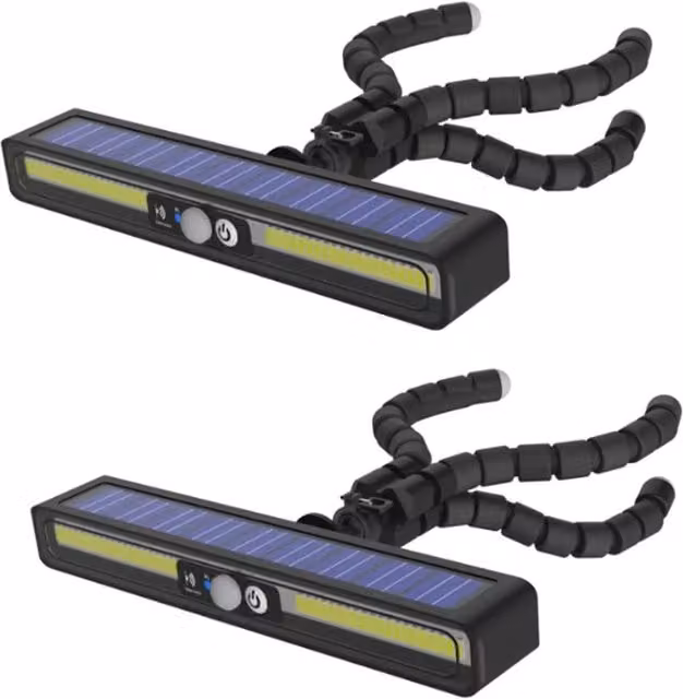 VOGREX 2-Pack Solar Powered PIR Motion Sensor Wall Lights in Black