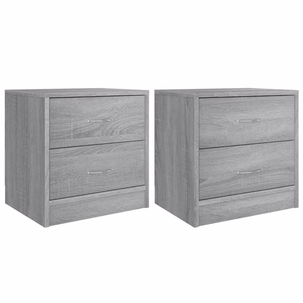 Berkfield Home Classic Bedside Cabinets, 2 Piece, Grey, W/D/H: 40 x 30 x 40 cm – 2