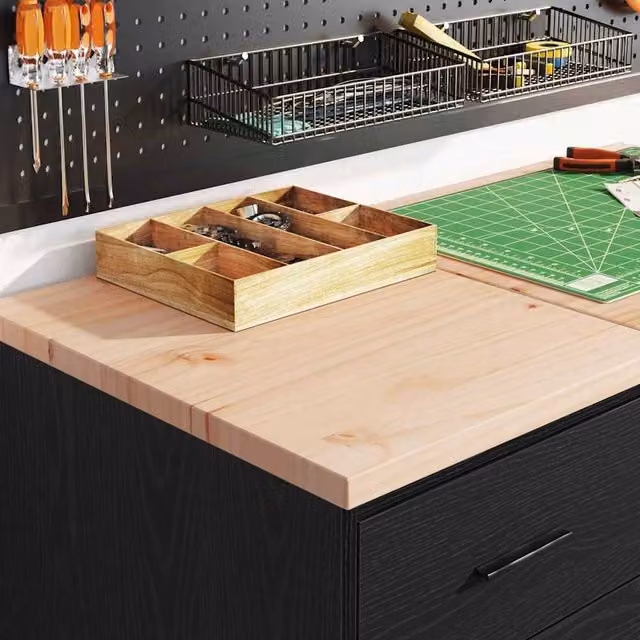 Berkfield Home Durable Garage Storage Cabinet in Black Solid Wood Pine, W/D/H: 40 x 51 x 85 cm