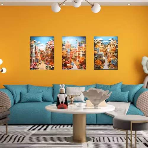 Simpa Multicolour Abstract Nature Landscape 3 Panel Canvas Wall Art – 3