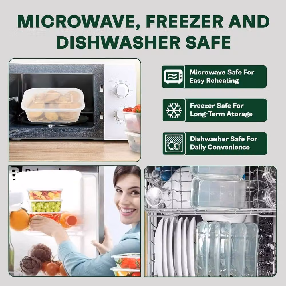 ECONX 200 Piece Set of Airtight Plastic Food Storage Containers with Lids, 750ml, Clear, Microwave and Freezer Safe – 4