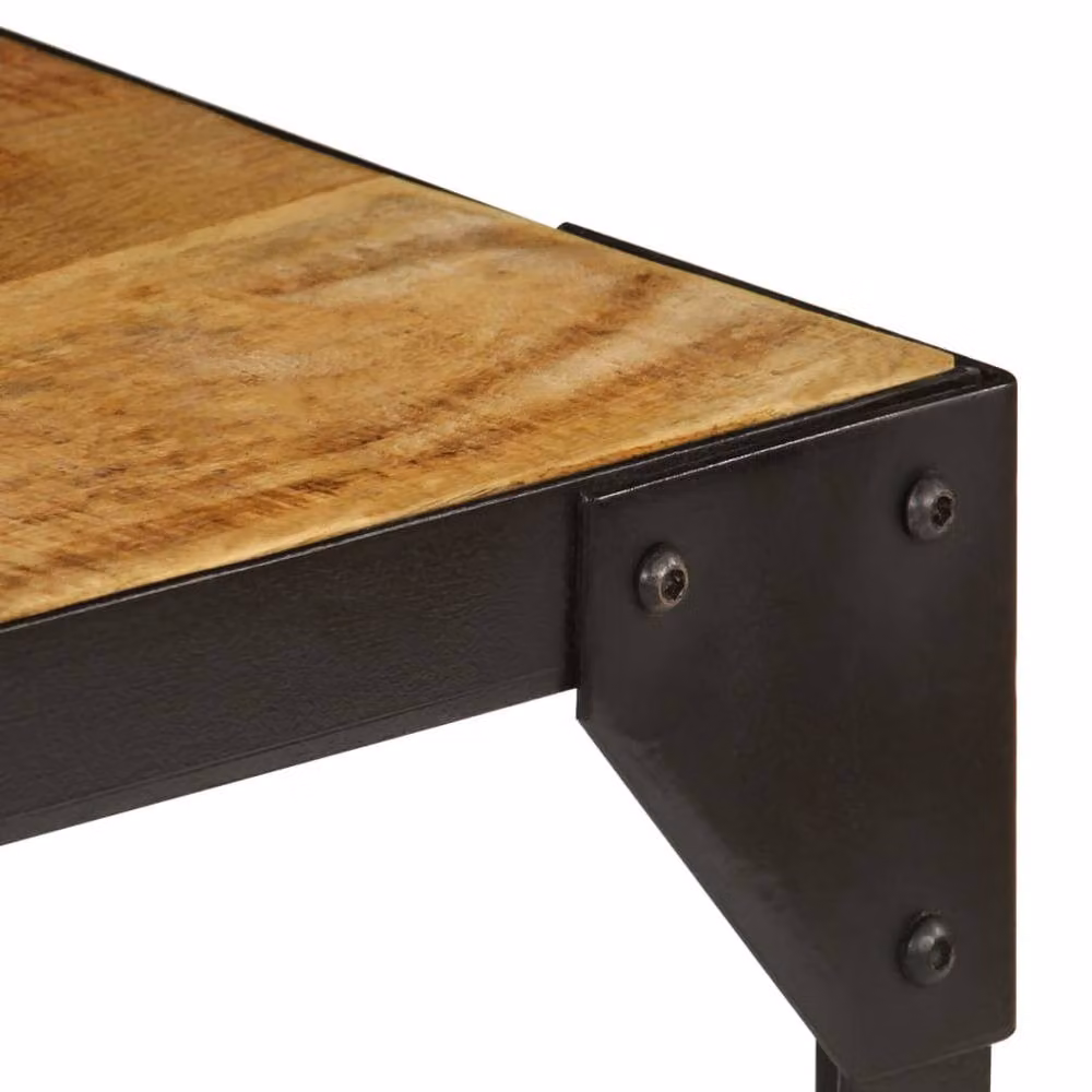 Berkfield Home Industrial Rectangular Coffee Table in Brown Solid Rough Mango Wood and Steel, Width: 110 cm – 3