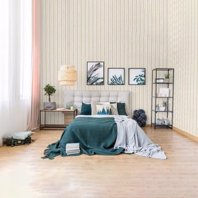 SK Filson Washable Abstract Striped Wallpaper in Gold and Pink