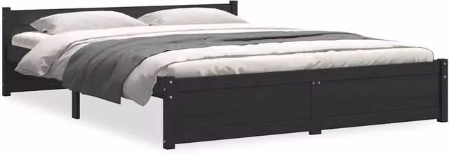 Berkfield Home Black Solid Pine Wood Double Bed Frame