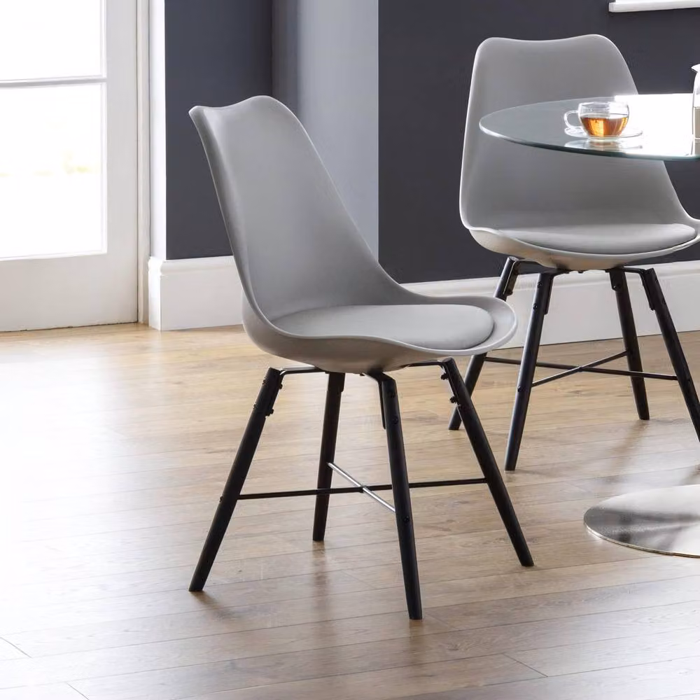 Cheshire Rosedale Modern Dining Chairs with Grey Seats and Black Metal Legs - Set of 2 – 3