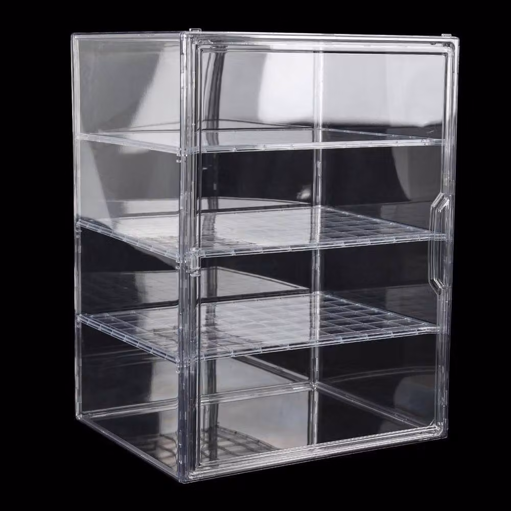FLAVORA HOT 4-Tier Transparent Plastic Dustproof Display Stand with Back Panel, W/D/H: 50 x 40 x 25 cm – 2