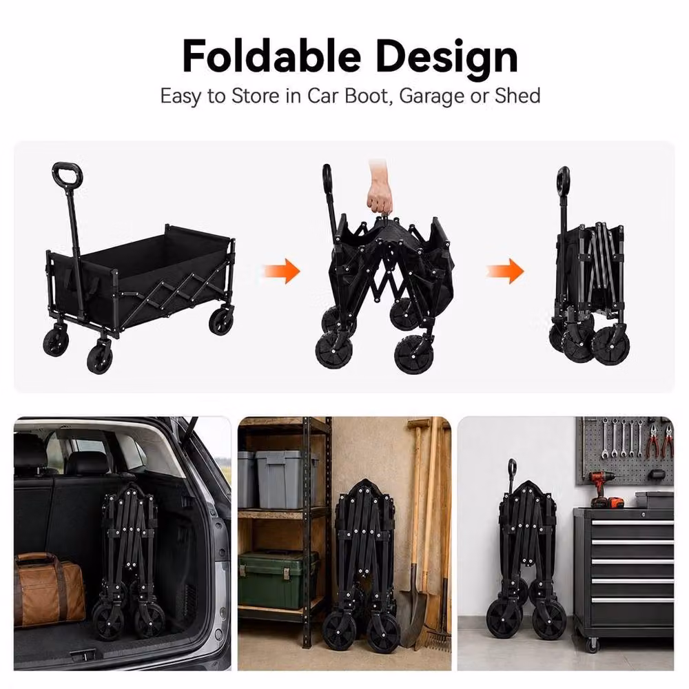 EONLION Heavy Duty Foldable Trolley Cart Wagon in Black – 3