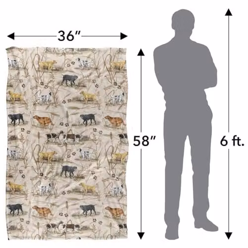 JQ Licensing BS-JP Hunting Breeds Dog Pattern Super Soft Cuddly Fleece Blanket, Multicolour, W: 91.44 cm, D: 147.32 cm – 2