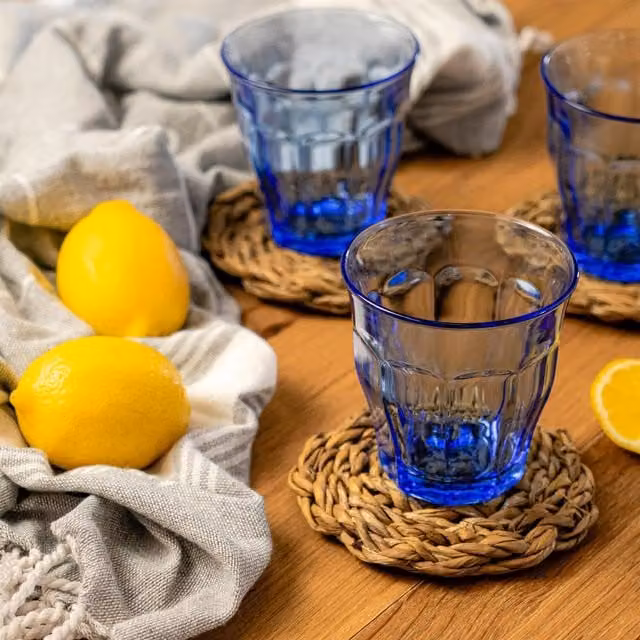 Duralex Picardie Blue Water Glasses, 250ml, Set of 6