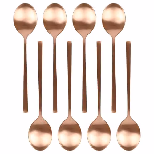 Argon Tableware Set of 8 Stainless Steel Dessert Spoons in Copper Finish – 1