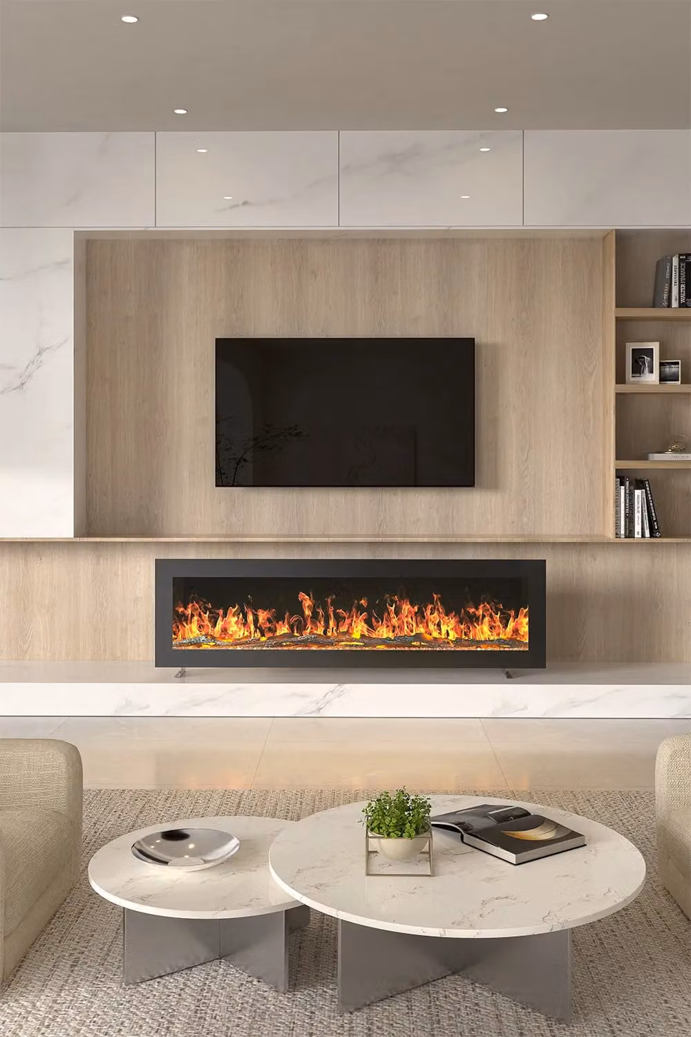 Living and Home 50 inch Wall Mount Electric Fireplace with Remote, Black – 2