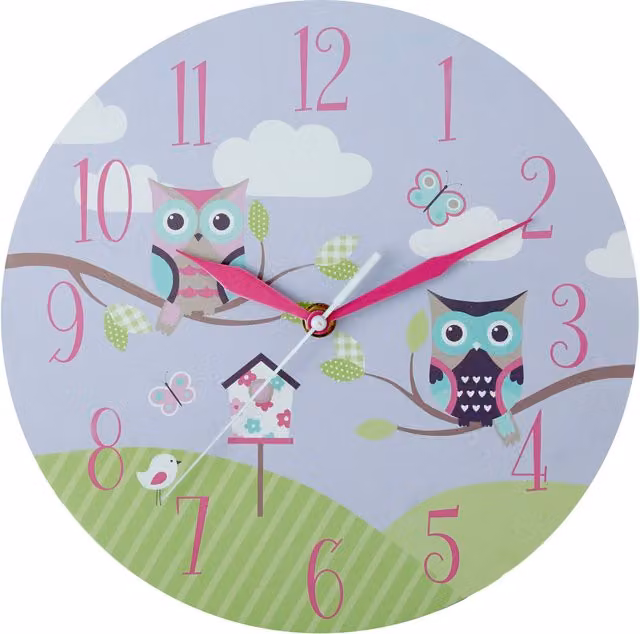 Orsina Kids Owl Analog Wall Clock, Multicolour, Diameter: 25 cm