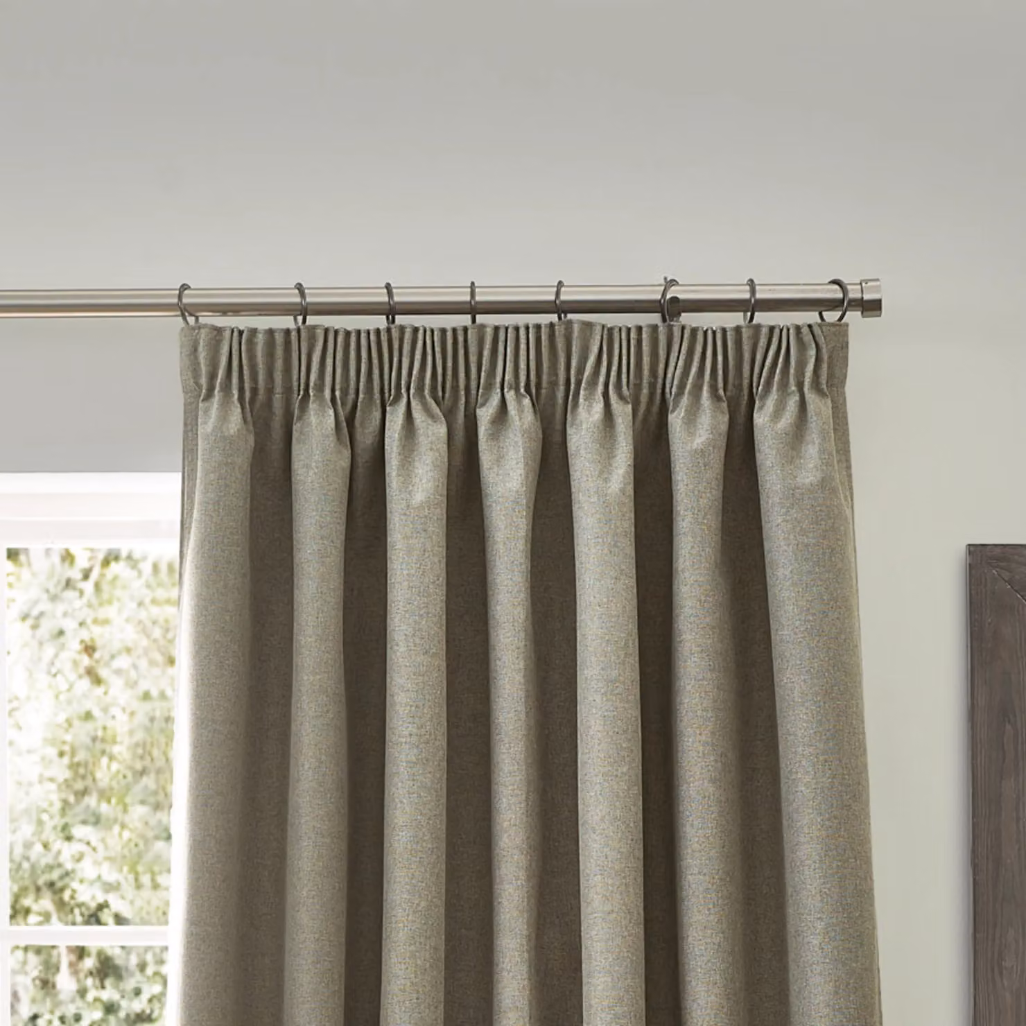 Furn Dawn Blackout Pencil Pleat Curtain Pair in Sand, W: 229 cm x D: 229 cm – 2