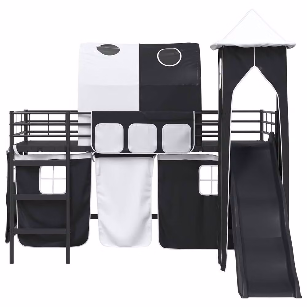 Berkfield Home Kids Loft Bed Frame in Black Metal, W/D/H: 90 x 200 cm – 4