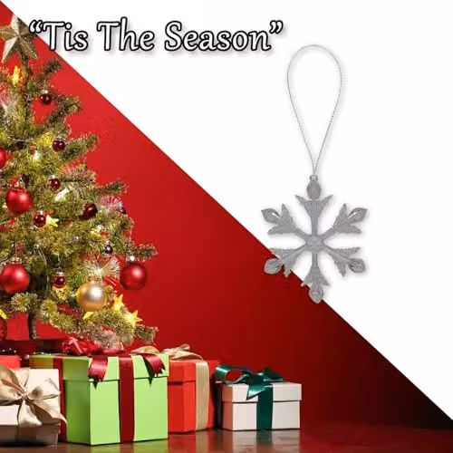 VFM e-Store Silver Glass Snowflake Hanging Decoration, W: 15 cm, H: 14 cm – 5
