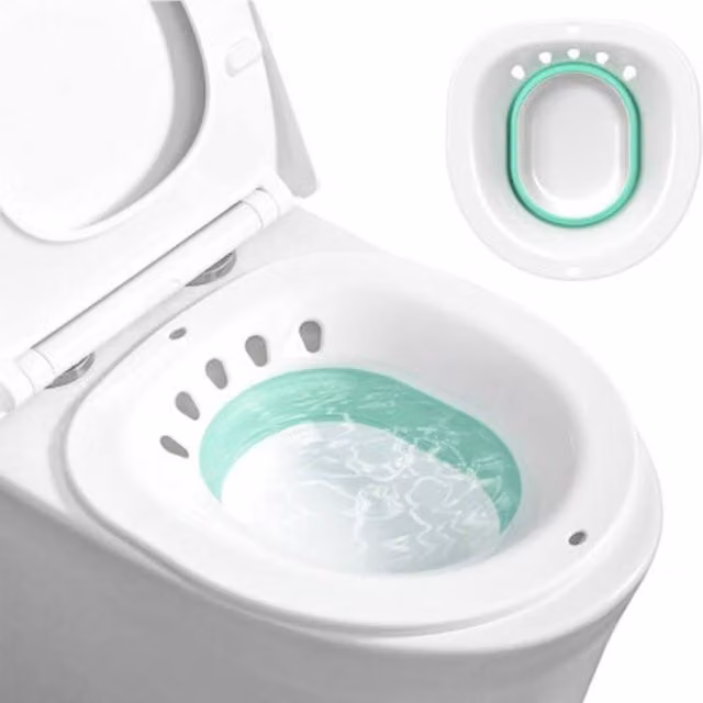 NESTLUNE Foldable Postpartum Sitz Bath Basin in White, W: 100 cm x D: 70 cm x H: 12 cm