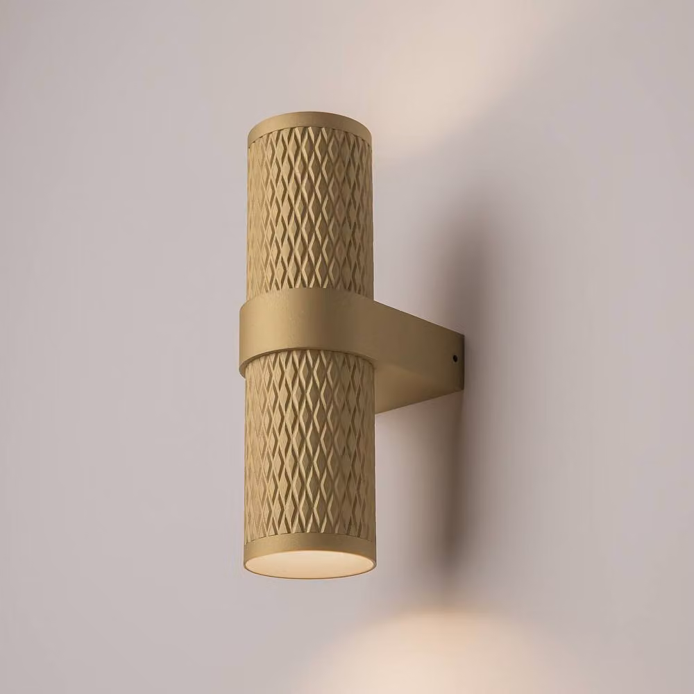 Netlighting Focus Design Up & Down Wall Lamp in Matte Gold with 2x GU10 Metal Cylinder Design – 2