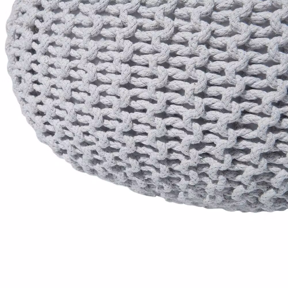 Wyld and Coco Knitted Cotton Pouf Ottoman in Grey, W/D/H: 40 x 25 x 25 cm – 4