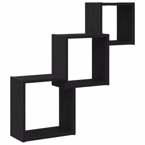 vidaXL Modern Wall Mounted Cube Shelves in Black, W/D/H: 68 x 15 x 68 cm – 1