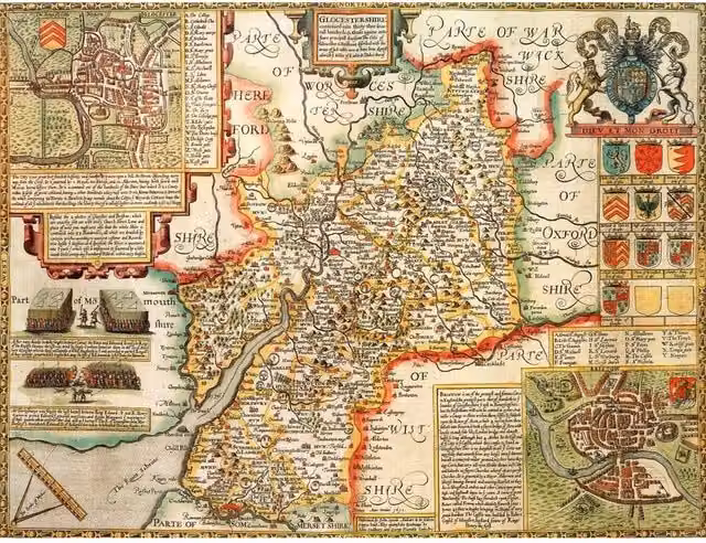 Gloucestershire Historical Map 1000 Piece Jigsaw Puzzle, Multicolour