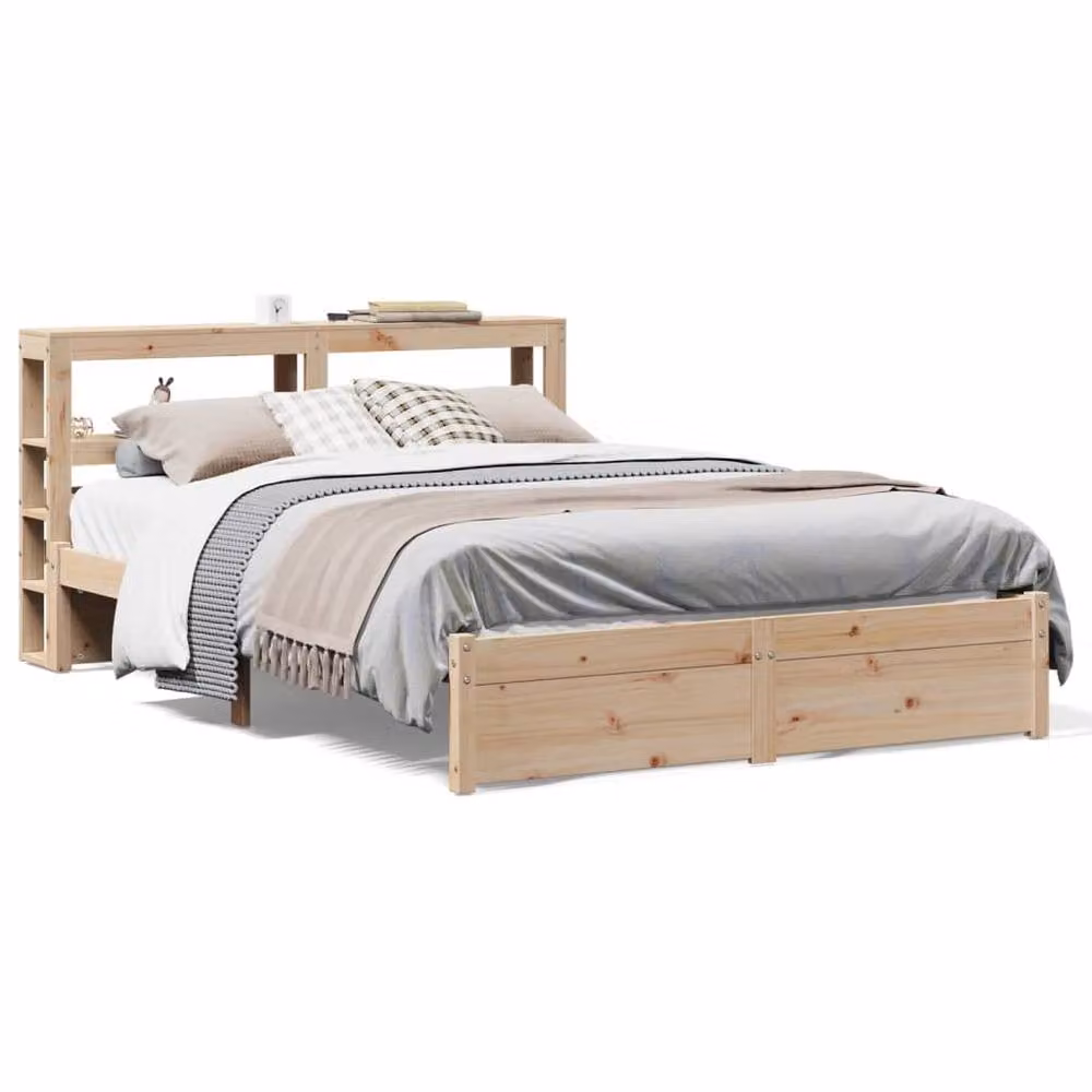 Berkfield Home Beautiful Bed Frame with Headboard in Beige, W/D/H: 200 x 140 x 82 cm – 2