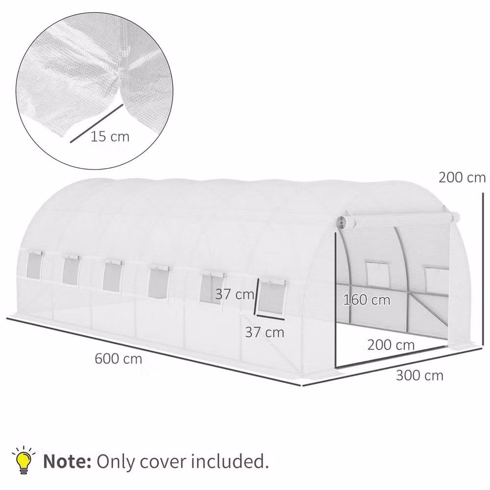 EONLION White Plastic Greenhouse Replacement Cover for Vegetable and Herb Gardens, W/D/H: 600 x 300 x 200 cm – 2