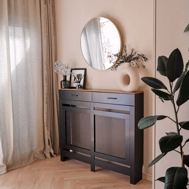 Jack Stonehouse Diamond Design Contrast Storage Radiator Cover in Black MDF