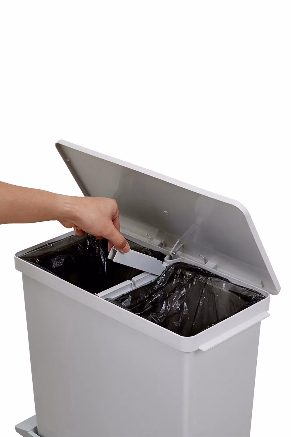 Living and Home 26L Foot-Operated Dry and Wet Separation Trash Bin with Lid, Grey – 2