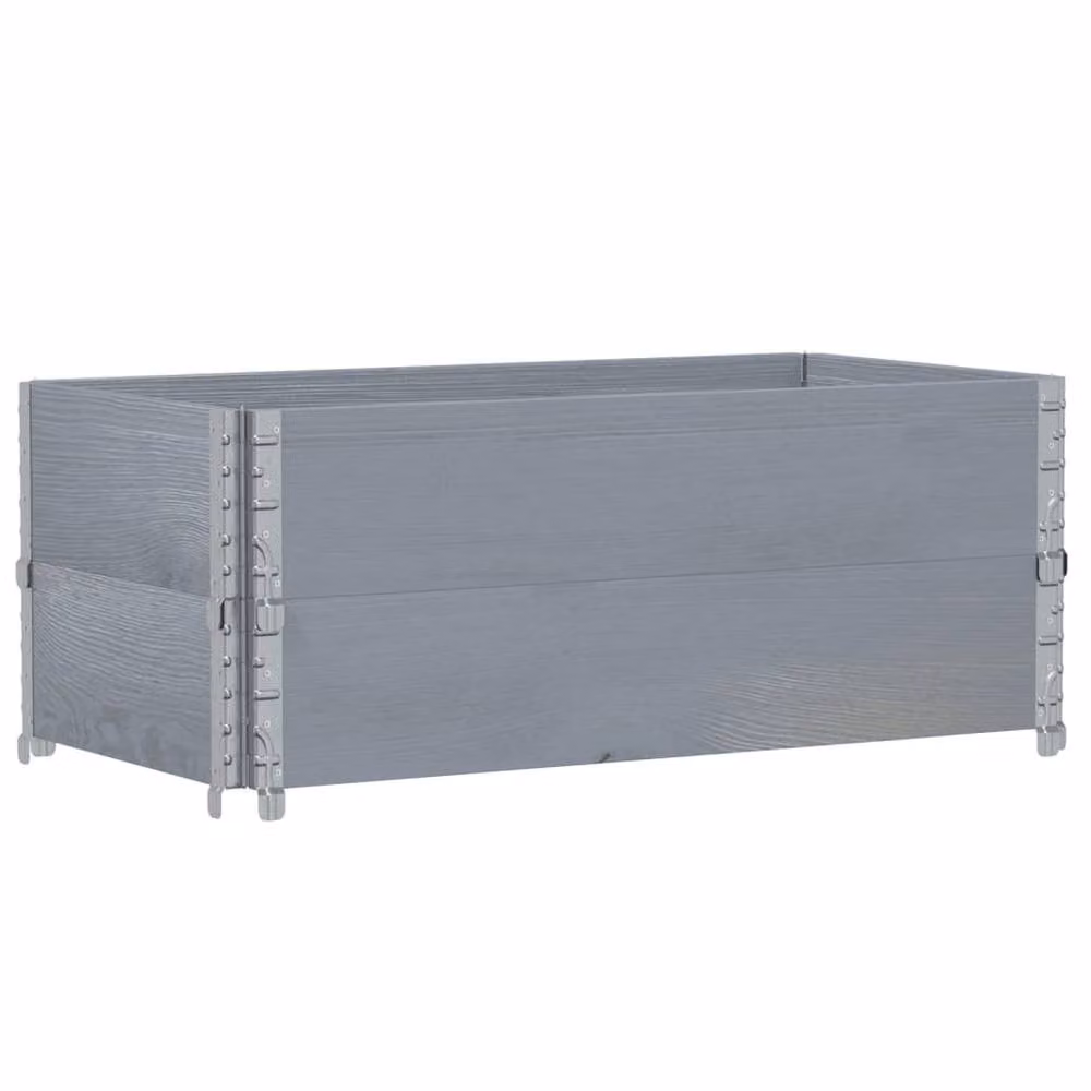 Berkfield Home Garden Grey Wooden Raised Bed Planter with Galvanised Steel, W: 100 cm, D: 50 cm, H: 50 cm – 2