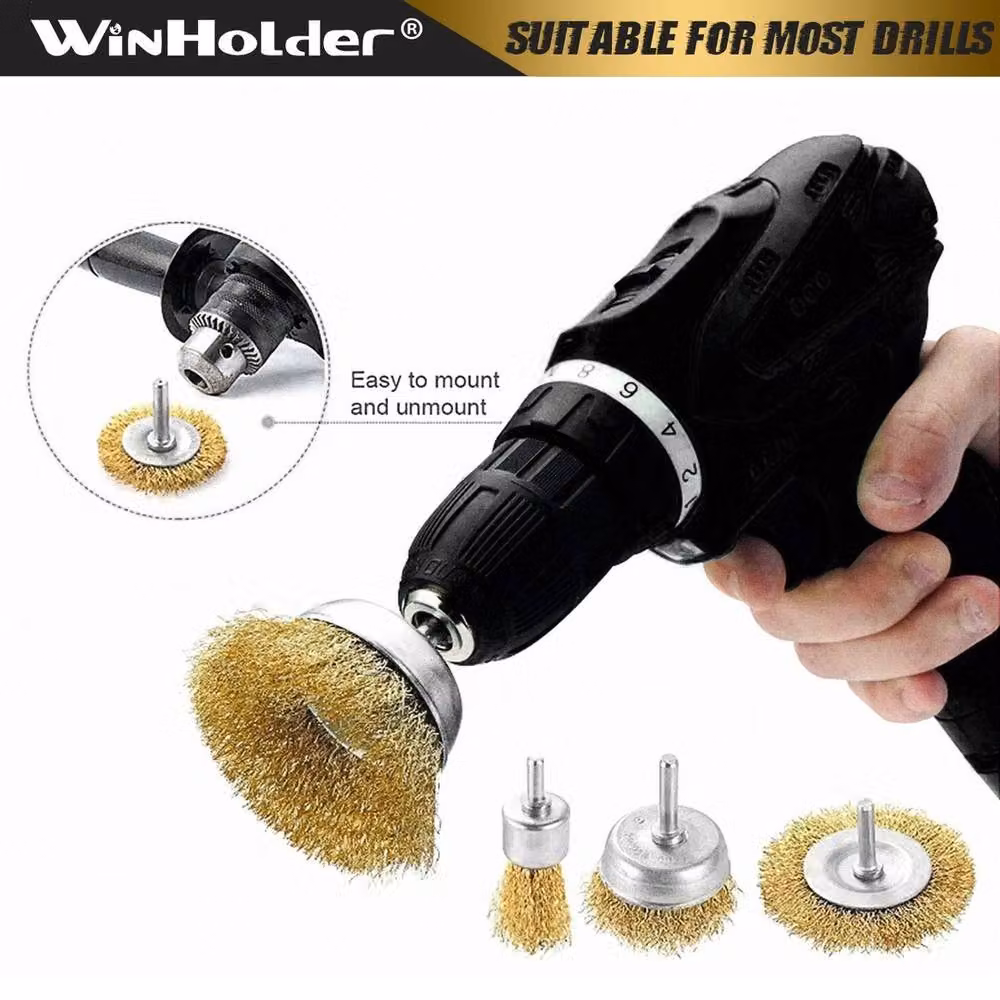 Kelvenix 12-Piece Gold Brass Coated Wire Drill Brush Set – 4