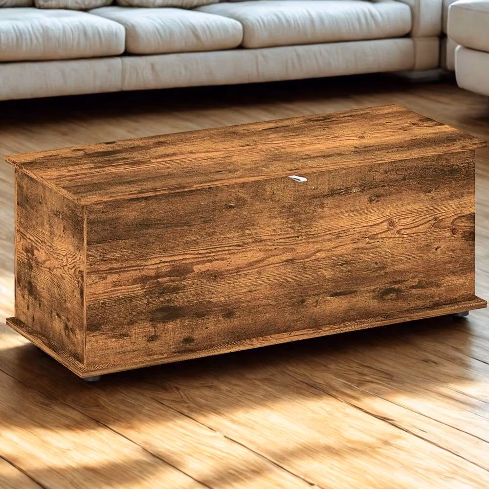 Pirlo Plush Large Wooden Storage Chest in Rustic Brown, W/D/H: 180 x 40 x 40 cm – 2