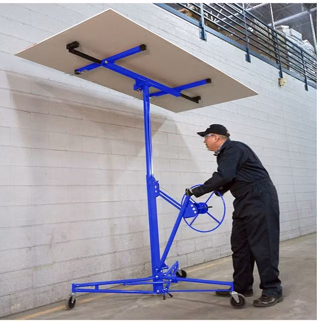 Living and Home 11ft Steel Drywall Lifter with Rolling Casters Panel Hoist in Blue