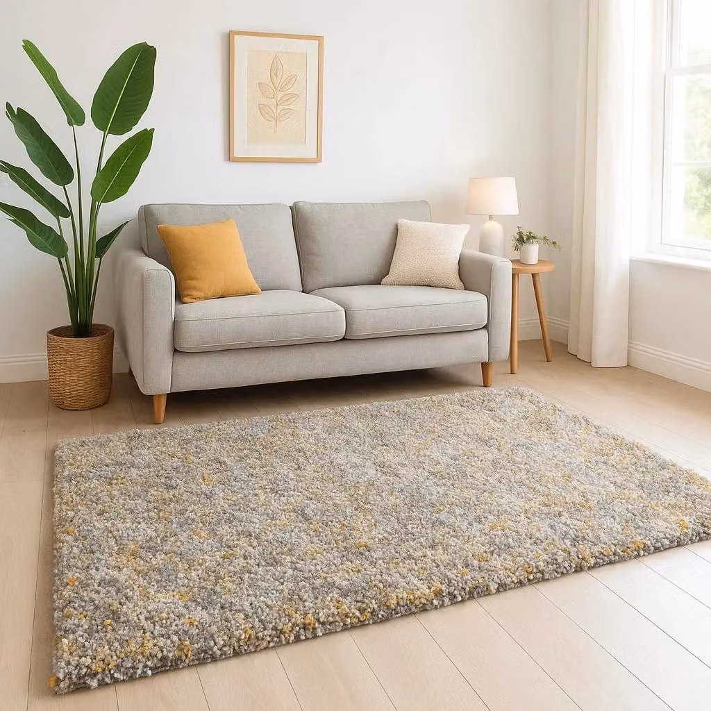 Kukoon Soft Shaggy Rug, Deep Pile Fluffy Yellow Bedroom Carpet Mat, W: 120 cm, L: 170 cm – 2