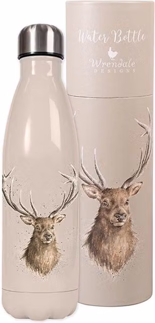 Wrendale Designs Portrait of a Stag Reusable Stainless Steel Vacuum Insulated Water Bottle, 500ml, Beige and Multicolour – 2