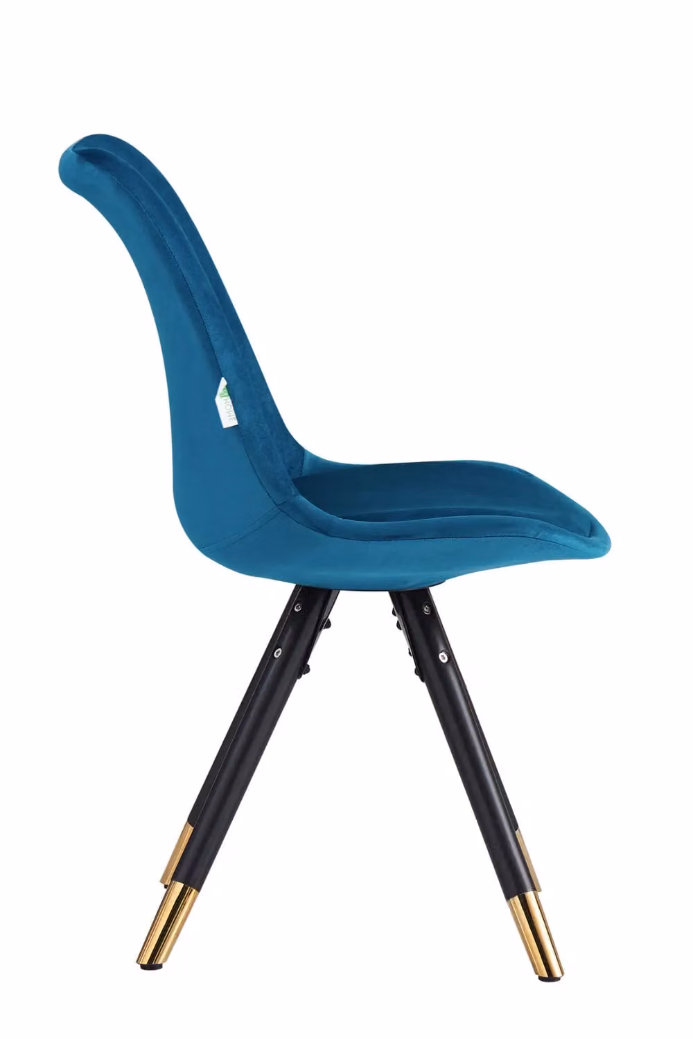 Life Interiors Sofia Ergonomic Modern Dining Chairs, Set of 2, Blue Velvet with Gold End Cap Metal Legs – 3