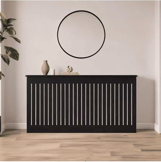 Home Source Loxley Extra Large Modern Radiator Cover in Black MDF Wood
