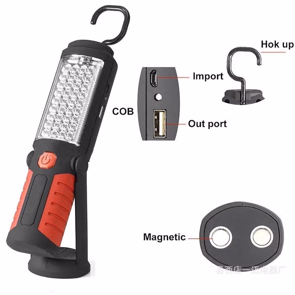 SPETLEK Red LED COB Magnetic Rechargeable Hand Torch and Adjustable Work Light – 3