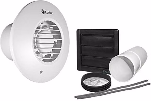 Xpelair DX100R 4 Inch Round Standard Extractor Fan and Wall Fixing Kit