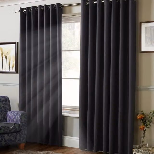 Terrys Blackout Eyelet Curtains in Anthracite Polyester