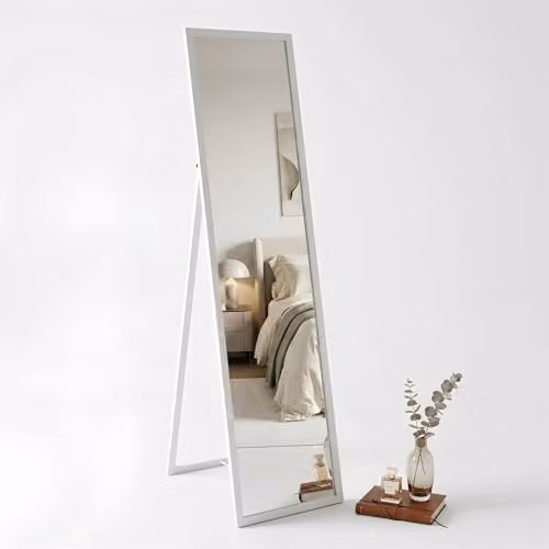 Harbour Housewares Rectangular Full-Length Freestanding Mirror in White, H 137 cm x W 35.5 cm x D 45.5 cm