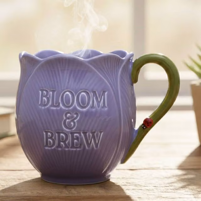 Boxer Gifts Bloom & Brew Tulip Flower Ceramic Mug in Purple – 1