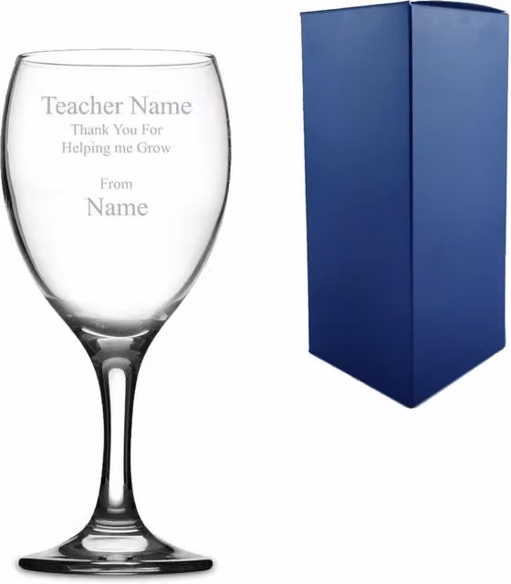 Uniqueful Personalised Thank You Teacher Wine Glass in Clear Glass