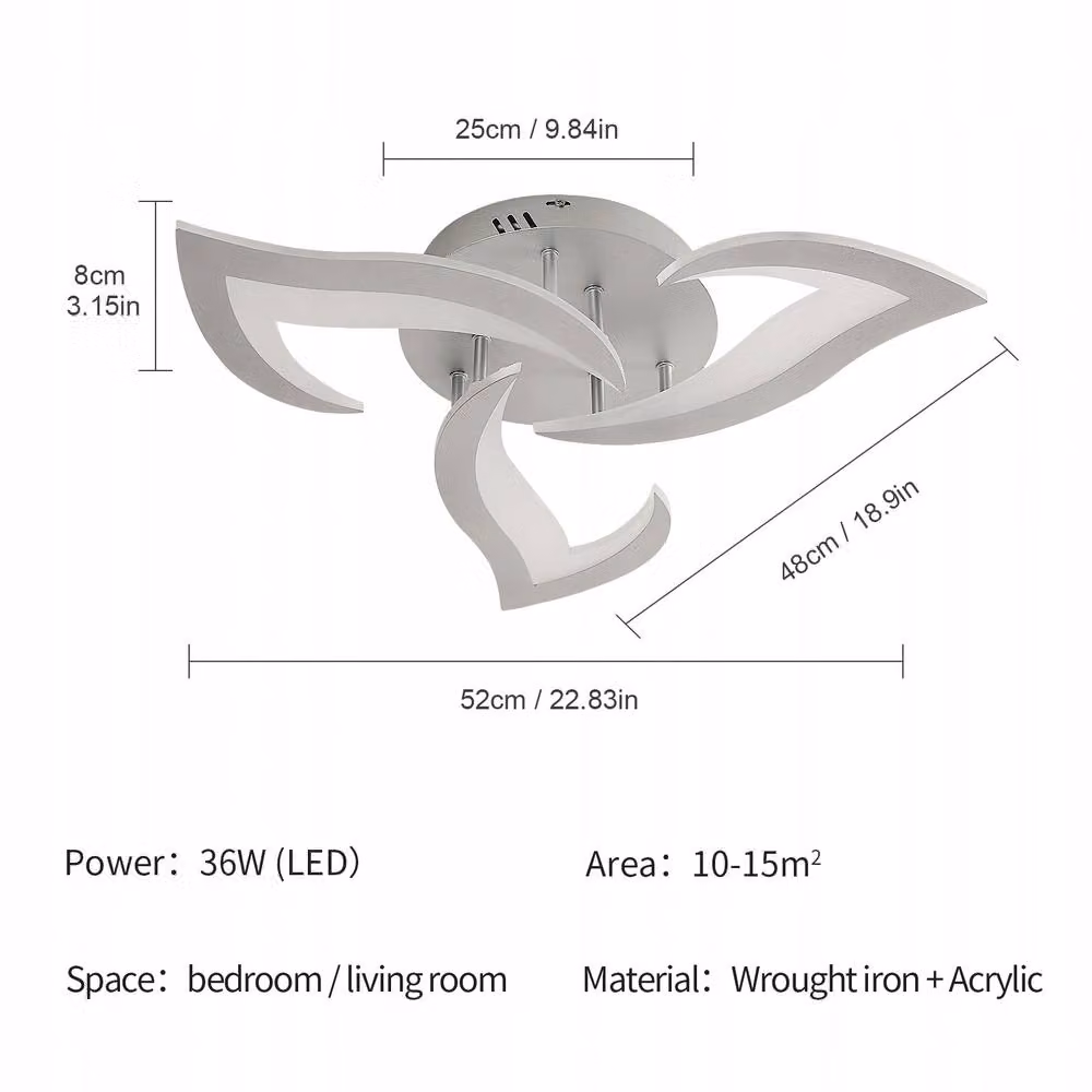COMELY 36W LED Ceiling Light in Silver and White with Acrylic Flower Design, 6500K Cool White – 3