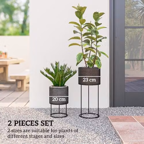 Outsunny Metal Planter Set of 2 Black Stackable Pots for Indoor and Outdoor Use – 5