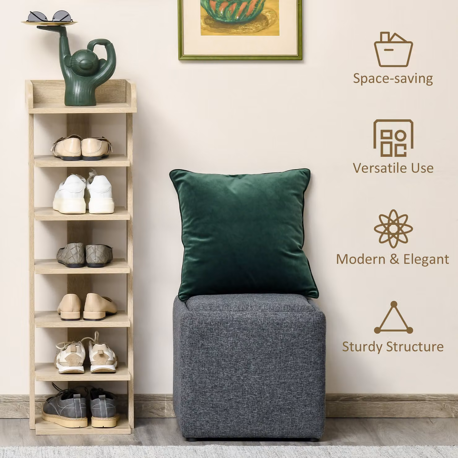 HOMCOM 7 Tier Wooden Shoe Rack Organizer in Brown Oak Finish – 4