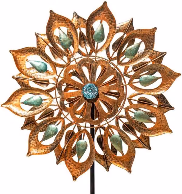 Primrose Peacock Eyes Metal Multilayer Wind Spinner in Bronze and Multicolour