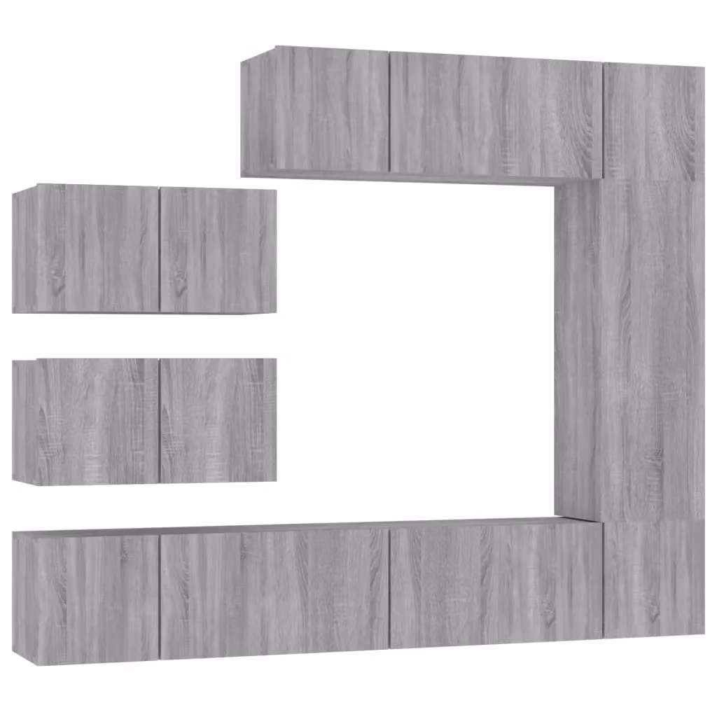 Berkfield Home 8 Piece Grey Sonoma Engineered Wood TV Cabinet Set – 2